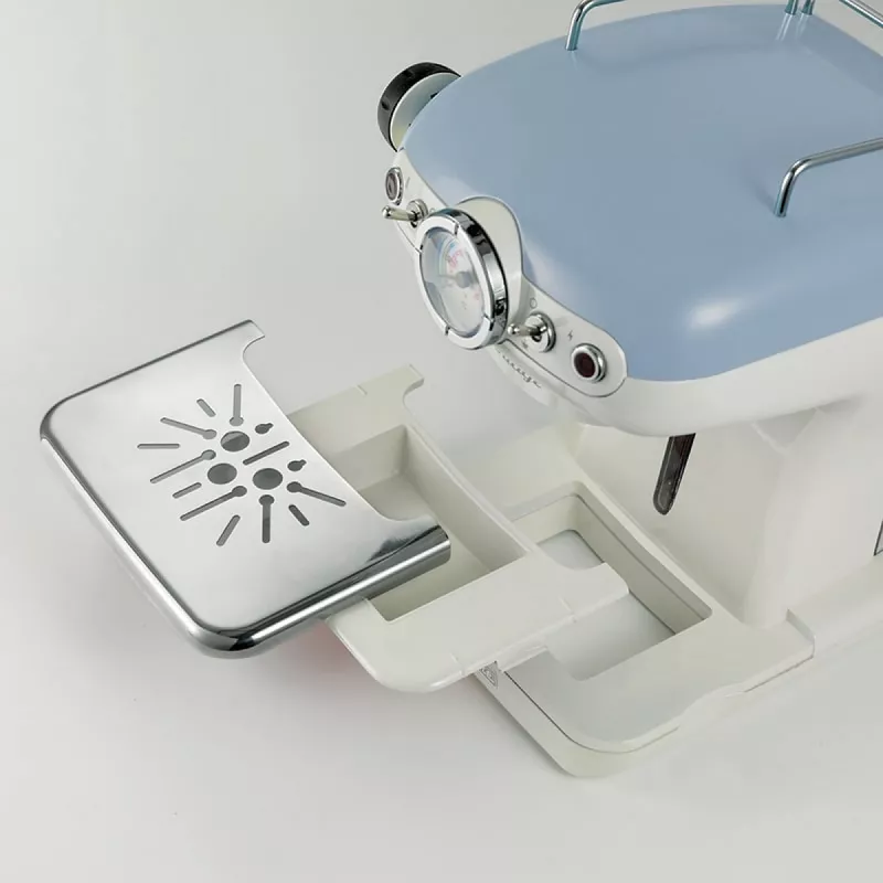 Ariete 1389 Vintage Espresso Coffee Machine - Espresso coffee machine for ground coffee or ESE pods, in a pastel blue colour