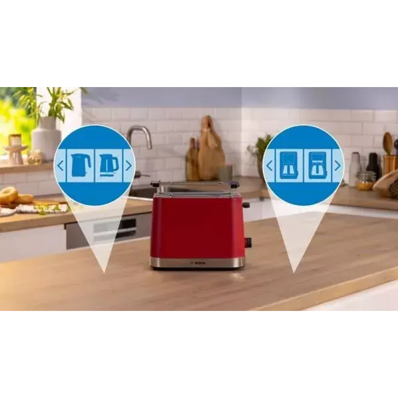Toaster Bosch TAT4M224 2 slice 950 W Red Stainless Steel