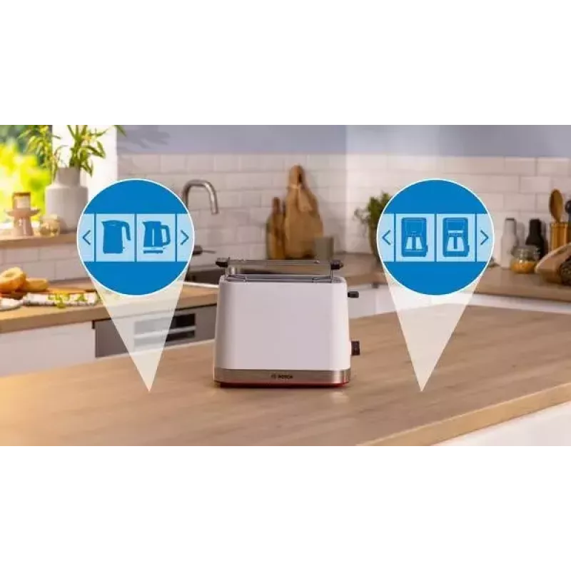 Toaster Bosch TAT4M221 2 slice 950 W White Stainless Steel