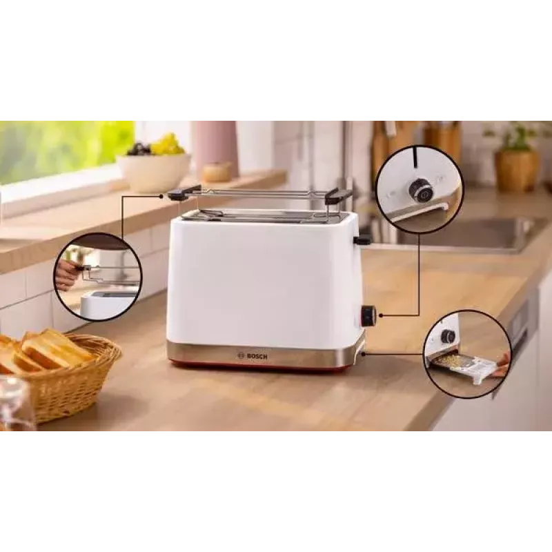 Toaster Bosch TAT4M221 2 slice 950 W White Stainless Steel