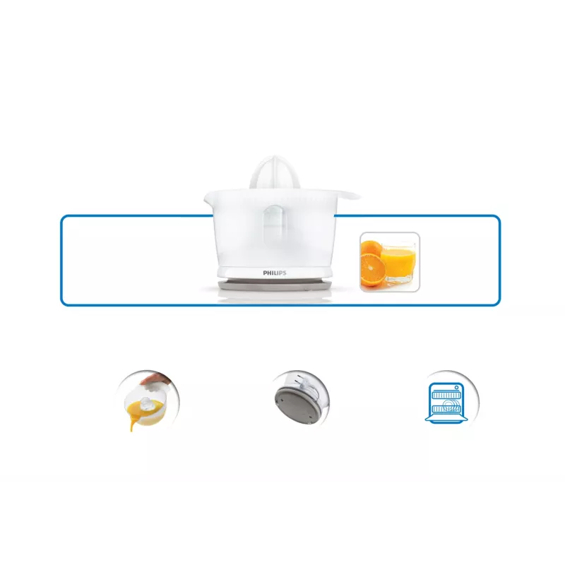 Philips Daily Collection Citrus press HR2738/00, 1.2 m, 0.5 L, Polypropylene (PP), Auto reverse, 0.8 m, 25 W