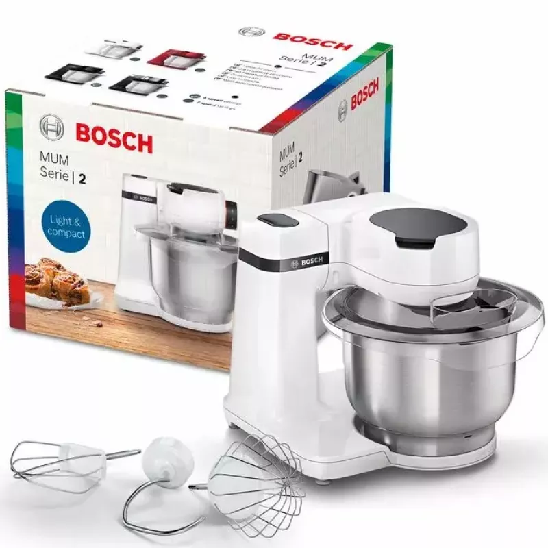 Food processor Bosch Serie 2 MUMS2EW00 — 700 W motor, 3.8 L stainless steel bowl, white