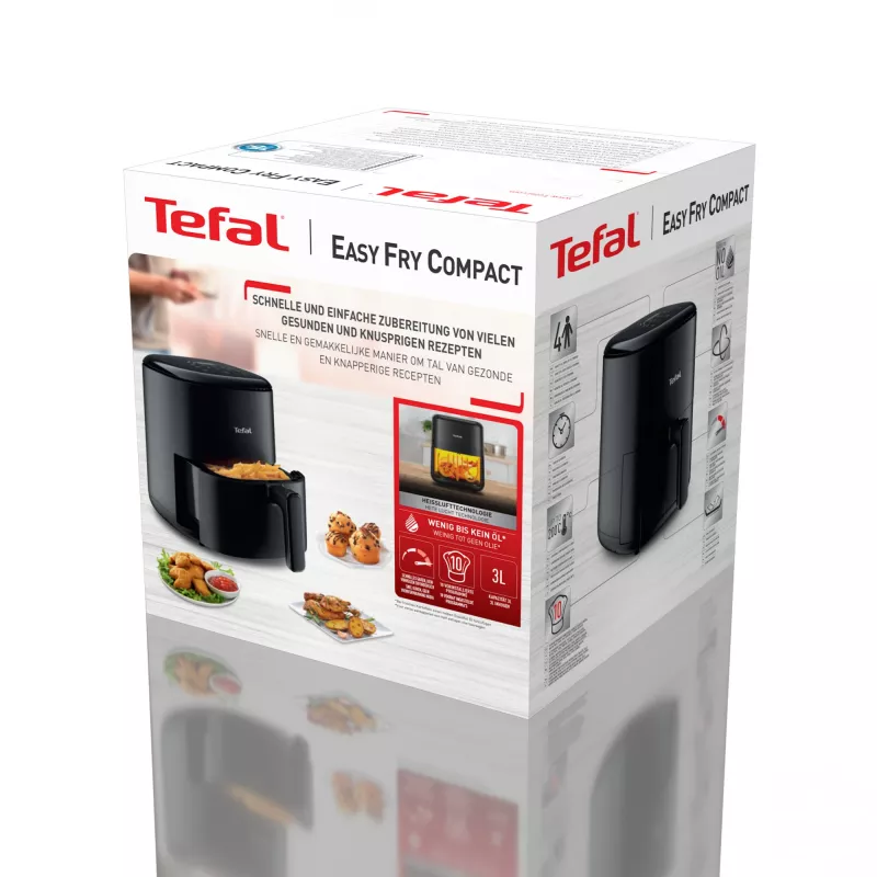 Hot air fryer Tefal Easy Fry EY145810 — 3 L capacity, 1300 W, touch control, LCD display, black