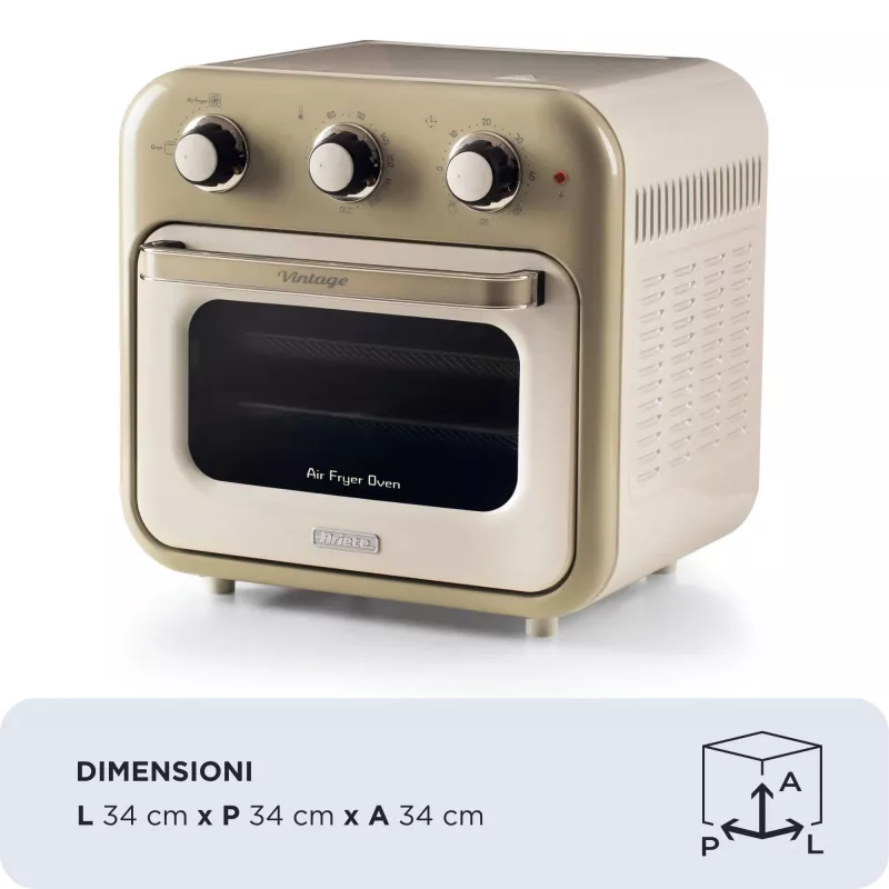 Ariete 4632 Air fryer and oven Vintage, 1400W, 2in1, Capacity 16L, Accessories included, Timer 60 minutes, Double glass, Beige