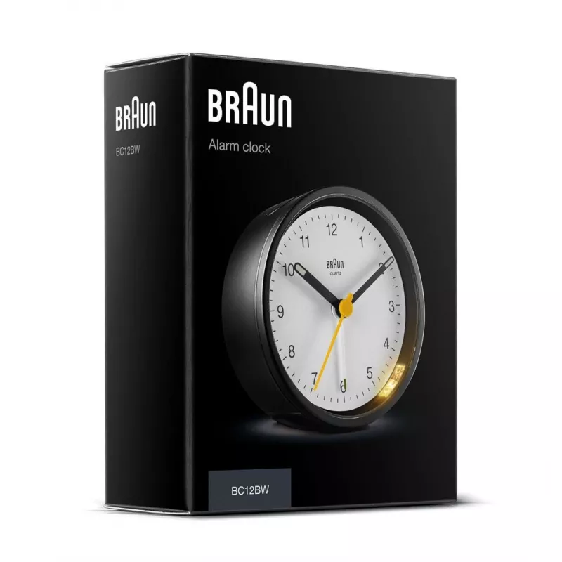 Braun BC12BW Quartz alarm clock Black, White