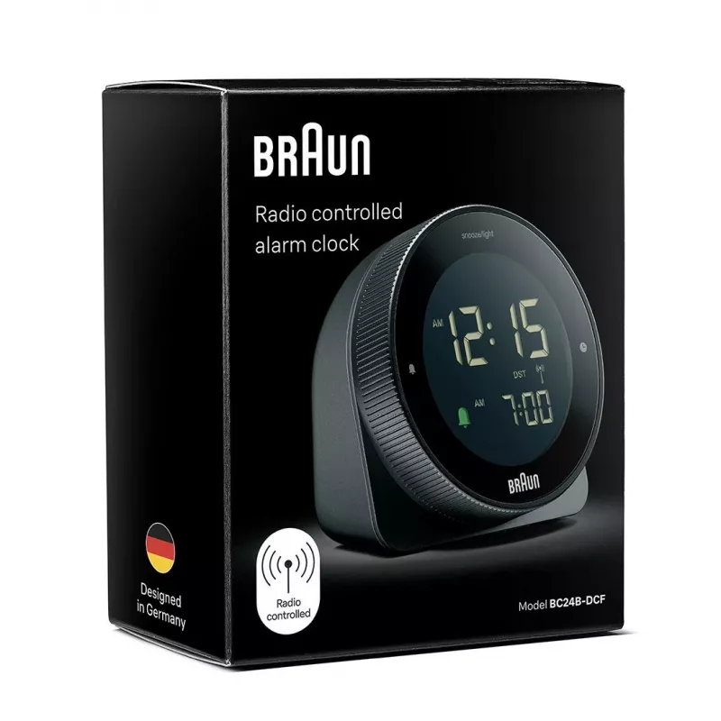 Alarm clock BRAUN BC 24 B DCF black — radio-controlled alarm with digital display