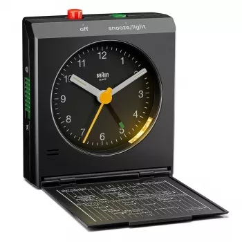 Alarm Clock BRAUN BC 05 B Quartz Foldable Black — compact travel alarm with quartz movement