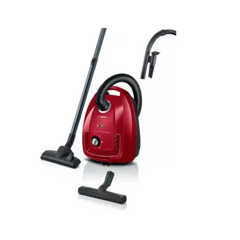 Drum vacuum Bosch Serie 4 BGD38RD1H, 600 W, 4 L dust bag, dry cleaning, red