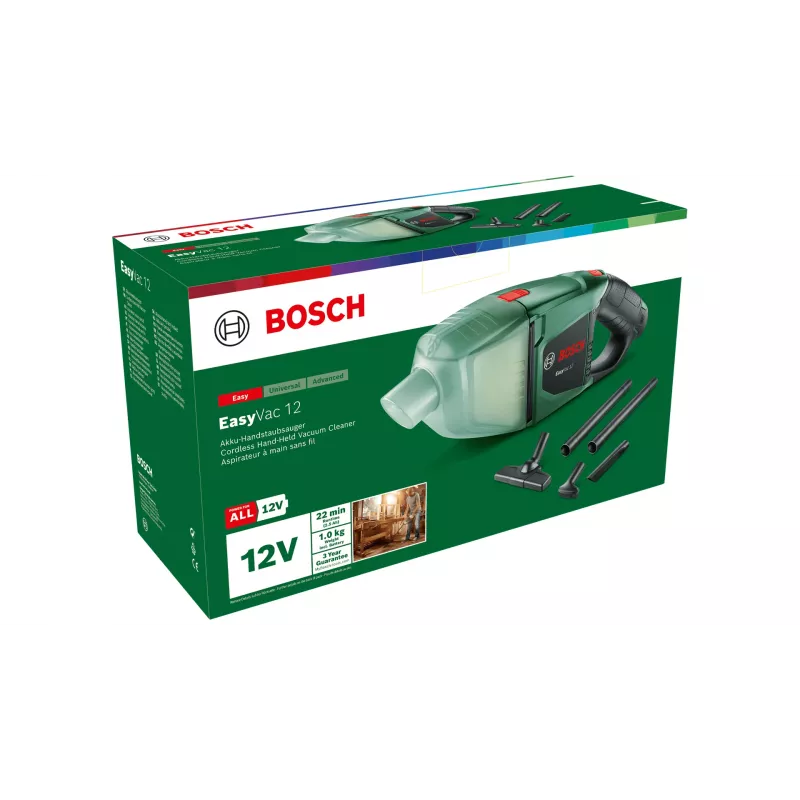 Bosch EasyVac 12 06033D0001 cordless handheld vacuum cleaner, 12 V, green, with battery and charger