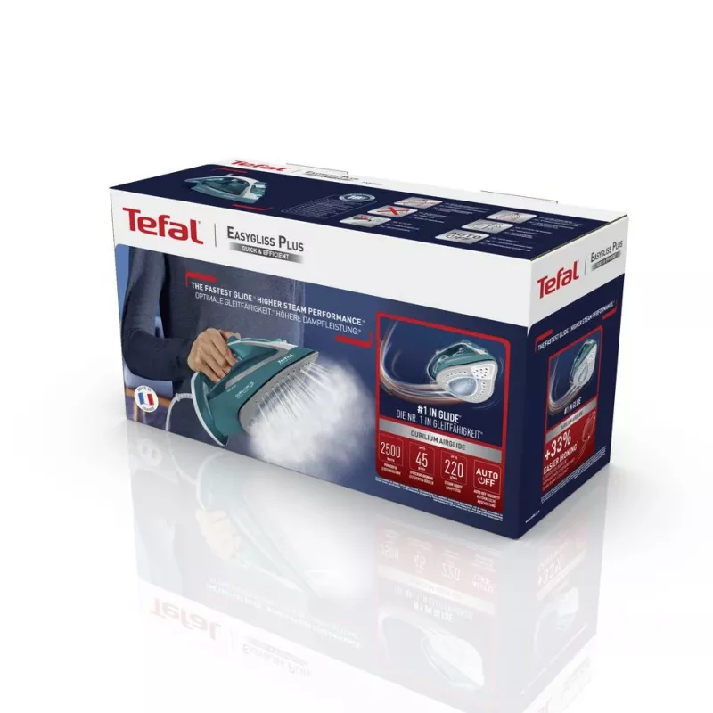 Tefal EasyGliss Plus FV5737 Dry & Steam iron Durilium soleplate 2500 W Turquoise, White