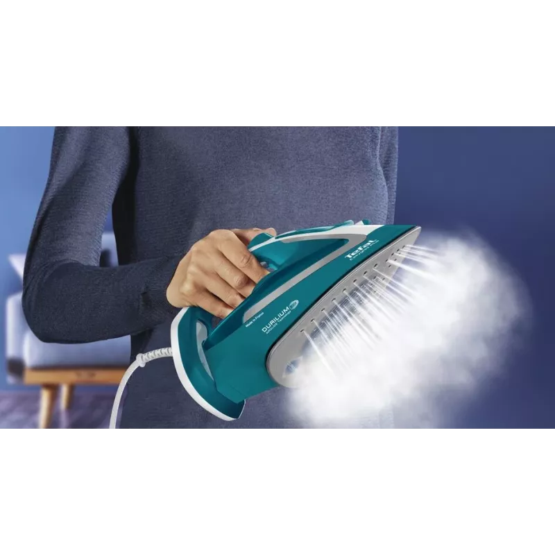 Tefal EasyGliss Plus FV5737 Dry & Steam iron Durilium soleplate 2500 W Turquoise, White