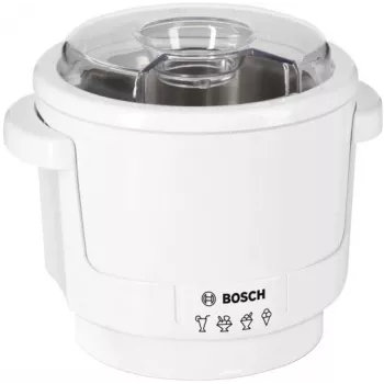Mixer accessory Bosch MUZ5EB2 — white plastic housing, dimensions 180×180×180 mm