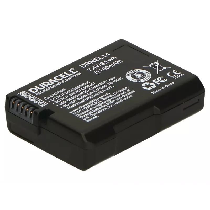 Duracell Camera Battery - replaces Nikon EN-EL14 Battery, 1100 mAh, 7.4 V, Lithium-Ion (Li-Ion)