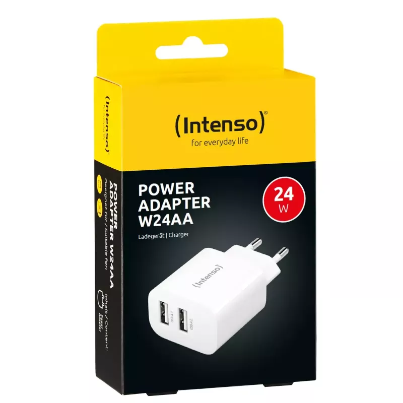 Indoor Charger Intenso POWER ADAPTER 2XUSB-A/7802412 Universal White AC