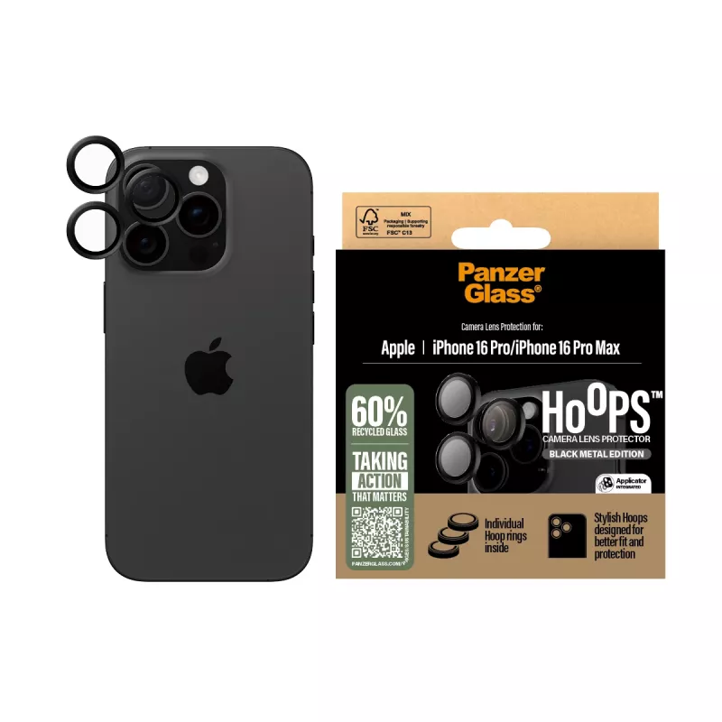 PanzerGlass ® Hoops® Camera Lens Protector Black iPhone 16 Pro | 16 Pro Max