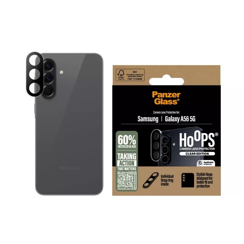 PanzerGlass Hoops Transparent Camera Lens Protector Samsung Galaxy A56 5G Scratch Shock Resistant