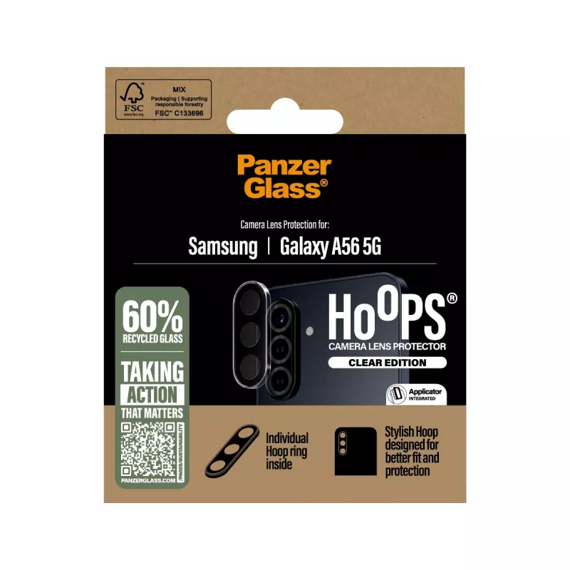PanzerGlass Hoops Transparent Camera Lens Protector Samsung Galaxy A56 5G Scratch Shock Resistant