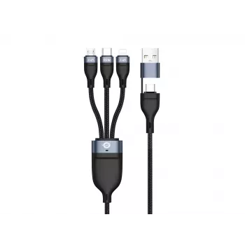 Conceptronic ETTA05B15 USB 3-in-1 PD 3.0 60W Charging Cable 1.5M, 20V 3A, 480Mbps