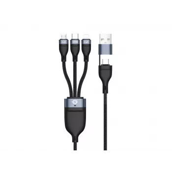 Conceptronic ETTA06B15 USB 3-in-1 PD 3.0 100W Fast Charging Cable 1.5M, 20V 5A, 480Mbps, E-Mark