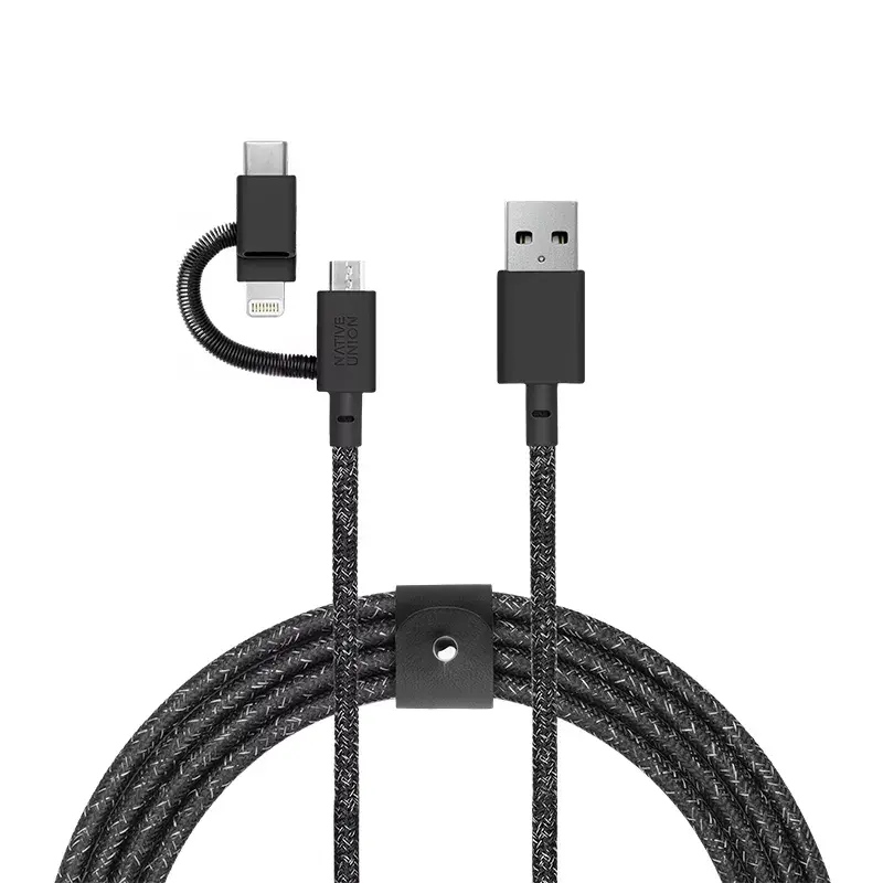 USB Cable Native Union BELT-ULC-CS-BLK-NP 2m USB A USB C/Micro USB A/Lightning Black