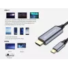 Conceptronic USB-C to HDMI Cable, Male to Male, 4K 60Hz, 2 m, USB Type-C, HDMI, Male, Male, Straight
