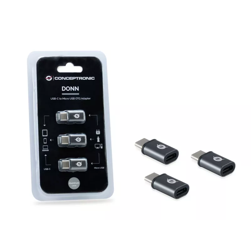 Conceptronic DONN USB-C to Micro USB OTG Adapter 3-Pack