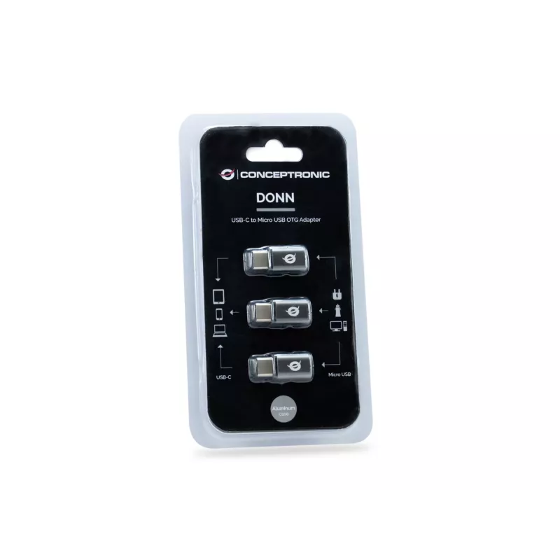 Conceptronic DONN USB-C to Micro USB OTG Adapter 3-Pack