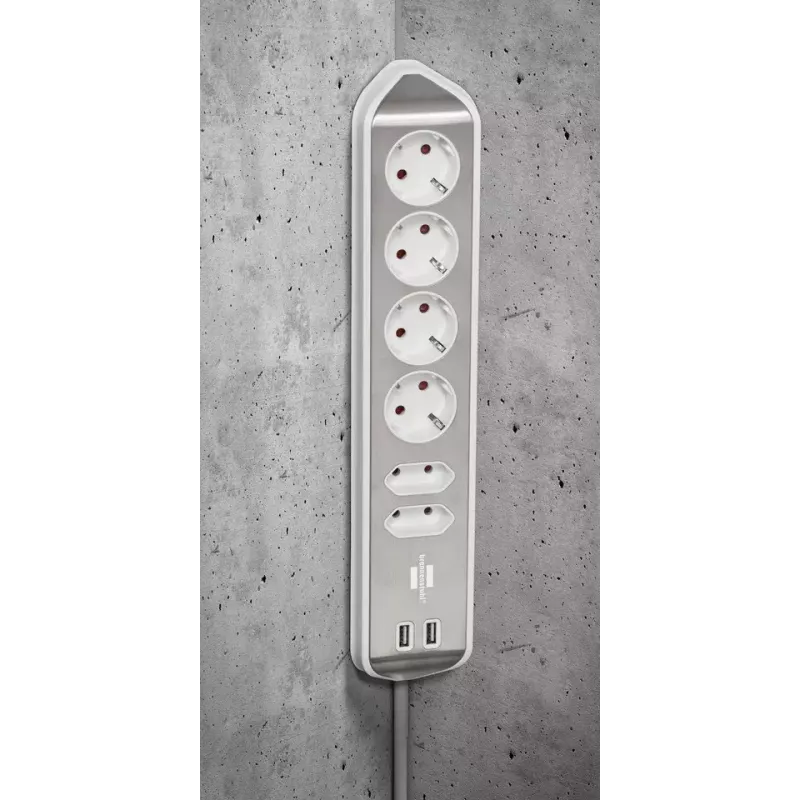 Power Extension Brennenstuhl 1153590620 2m 6 AC Outlets Indoor Silver White