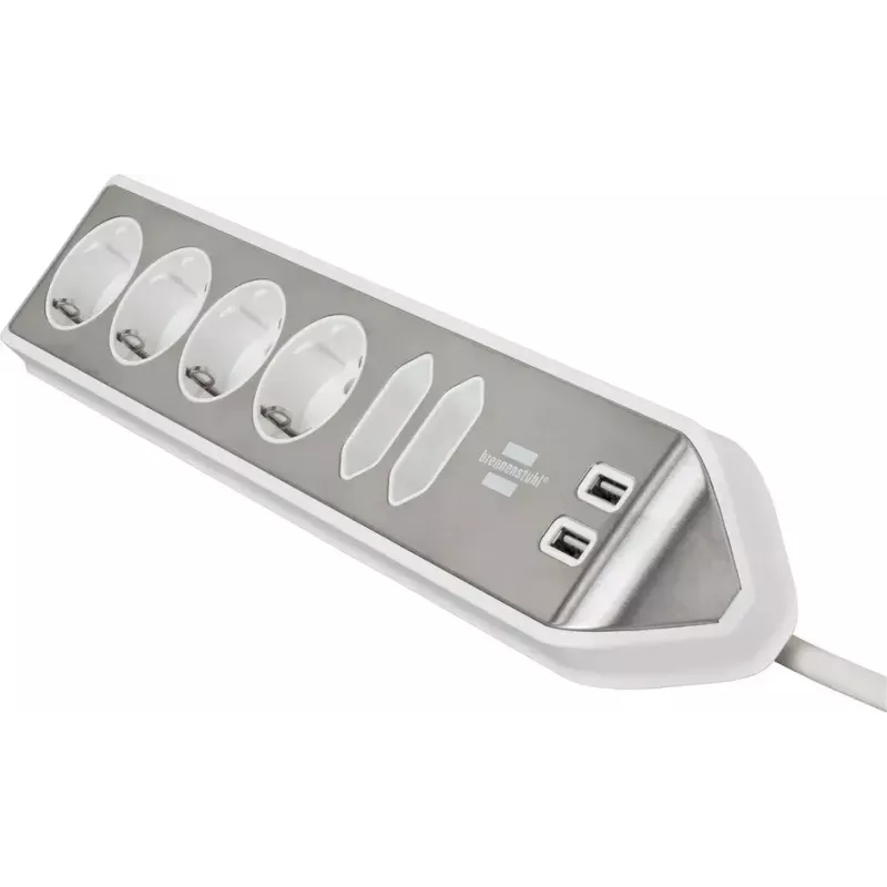 Power Extension Brennenstuhl 1153590620 2m 6 AC Outlets Indoor Silver White