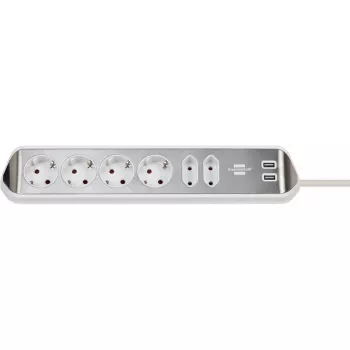 Power Extension Brennenstuhl 1153590620 2m 6 AC Outlets Indoor Silver White