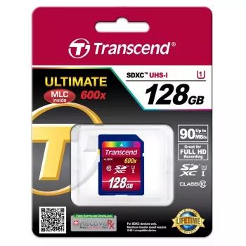 Flash Memory Transcend 128GB SDXC UHS-I 600x TS128GSDXC10U1