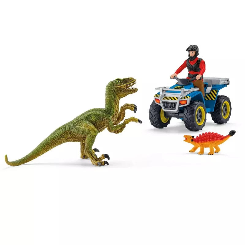 schleich Dinosaurs Quad escape from Velociraptor, Dinosaurs and volcano, Research station, 4 yr(s), Multicolour, Plastic