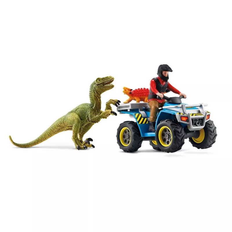 schleich Dinosaurs Quad escape from Velociraptor, Dinosaurs and volcano, Research station, 4 yr(s), Multicolour, Plastic
