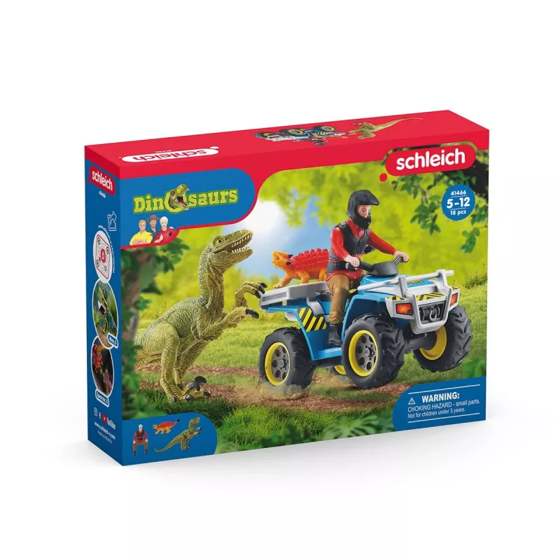 schleich Dinosaurs Quad escape from Velociraptor, Dinosaurs and volcano, Research station, 4 yr(s), Multicolour, Plastic