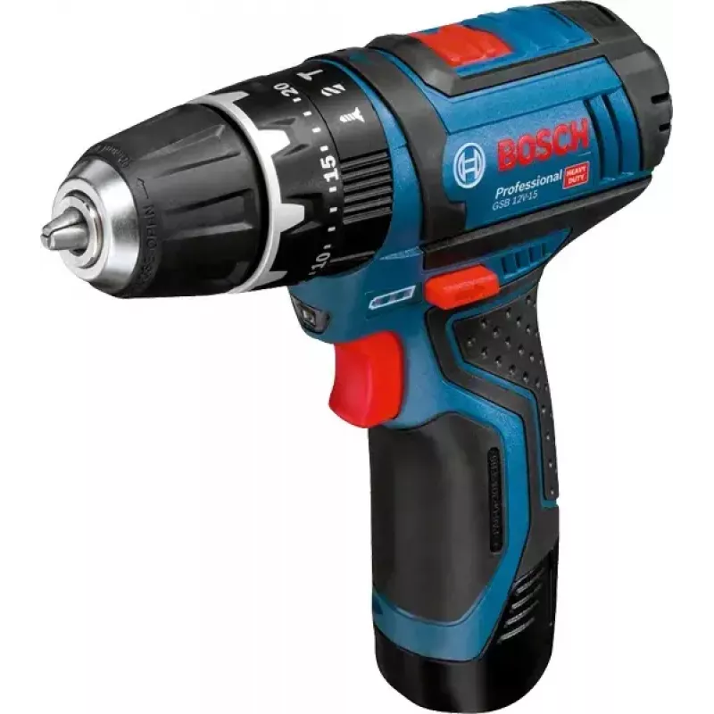 Pistol Grip Drill Bosch GSB 12V-15, 1300 RPM, 2 Ah Battery