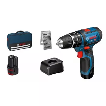 Pistol Grip Drill Bosch GSB 12V-15, 1300 RPM, 2 Ah Battery