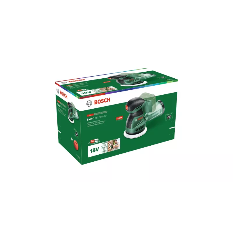 Bosch EasyOrbit 18V-10 (Baretool), Orbital sander, Black, Green, Plastic, Germany, 23000 OPM, 1 mm