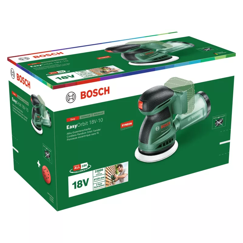 Bosch EasyOrbit 18V-10 (Baretool), Orbital sander, Black, Green, Plastic, Germany, 23000 OPM, 1 mm