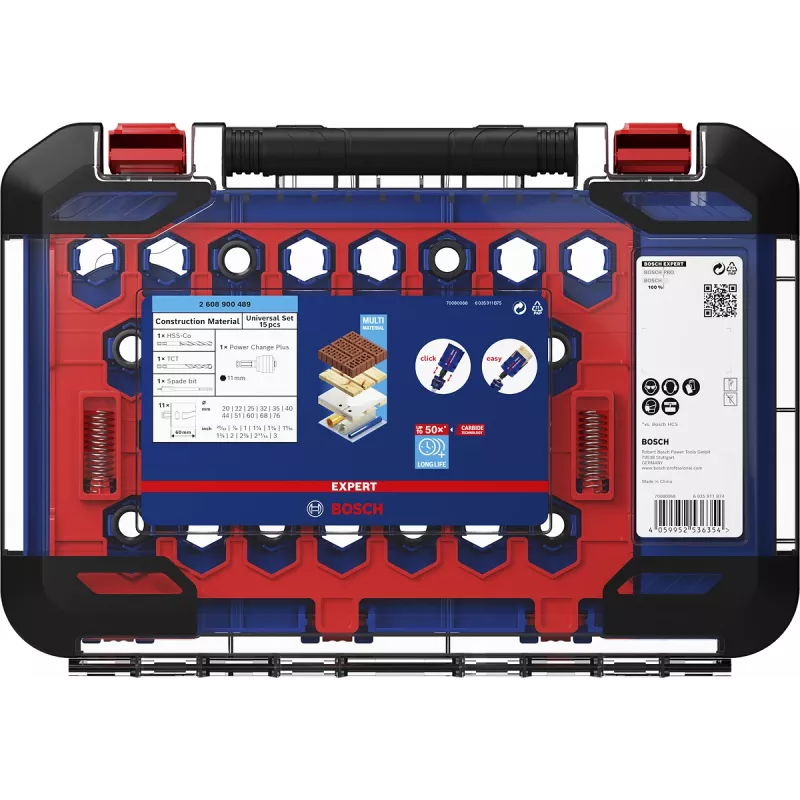 Hole Saw Set Bosch 2 608 900 489 15 pcs for Brick MDF Softwood
