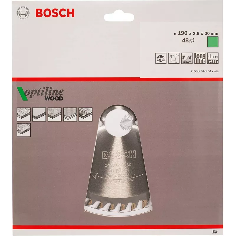 Bosch Optiline Wood Circular Saw Blades, Wood, 19 cm, Bosch, 340 g, 1 pc(s)