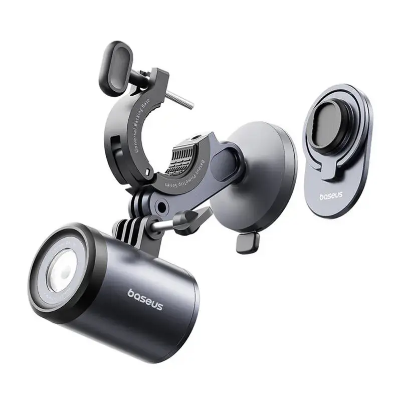 Bike mount Baseus PrimeTrip 2-in-1 phone holder with flashlight, black