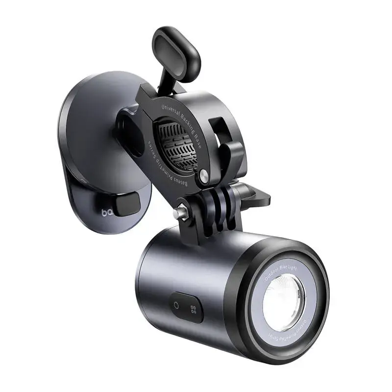 Bike mount Baseus PrimeTrip 2-in-1 phone holder with flashlight, black