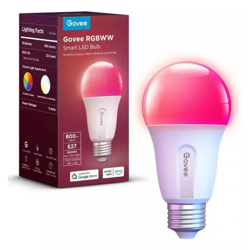 Smart bulb Govee Smart Wifi&BLE Light Bulb 800 lm — E27, 9 W, Wi‑Fi/Bluetooth, white