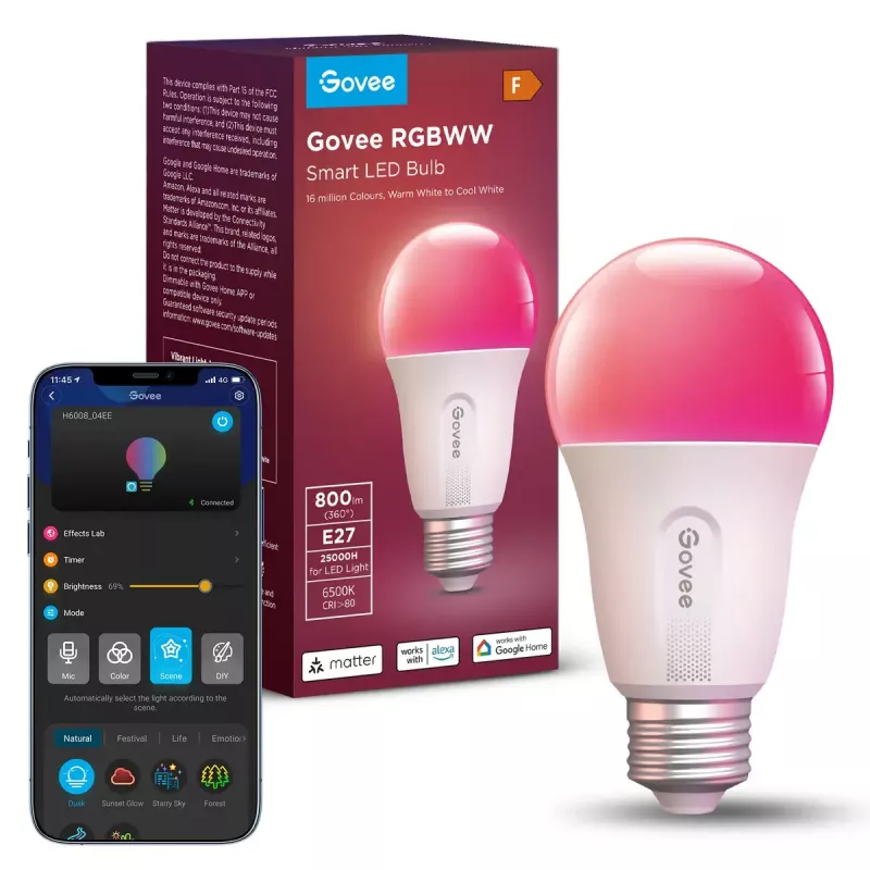Smart bulb Govee Smart Wifi&BLE Light Bulb 800 lm — E27, 9 W, Wi‑Fi/Bluetooth, white