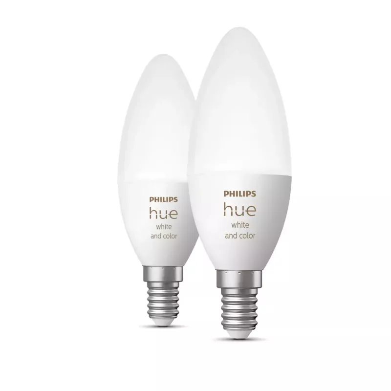 Smart bulb Philips Hue White and colour ambience Candle E14, Bluetooth/Zigbee, 5.3 W (2-pack)