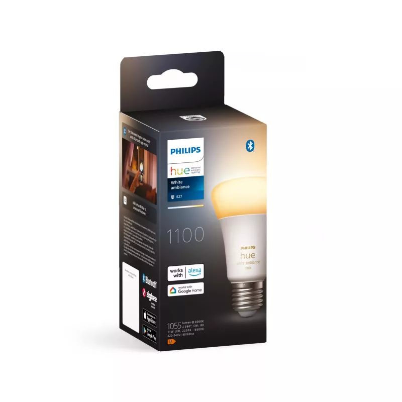 Philips Hue White ambience A60 – E27 smart bulb – 1100, Smart bulb, Bluetooth/Zigbee, White, LED, E27, A60
