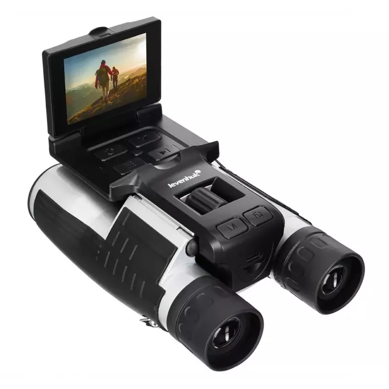Binoculars Levenhuk Atom DB20 with 20× magnification and built-in 2 MP camera, LCD display