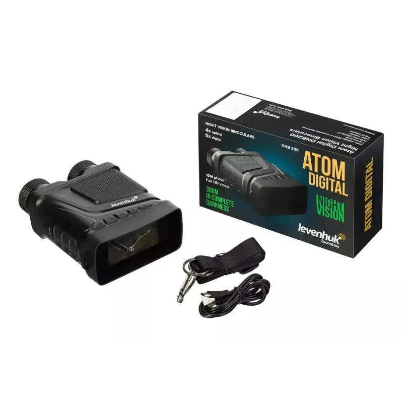 Night vision binoculars Levenhuk Atom DNB200 — 2× magnification, 200 m detection range