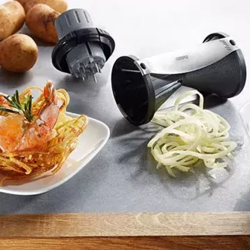 Manual Slicer GEFU Spirelli 2.0 Black Silver Plastic Stainless Steel