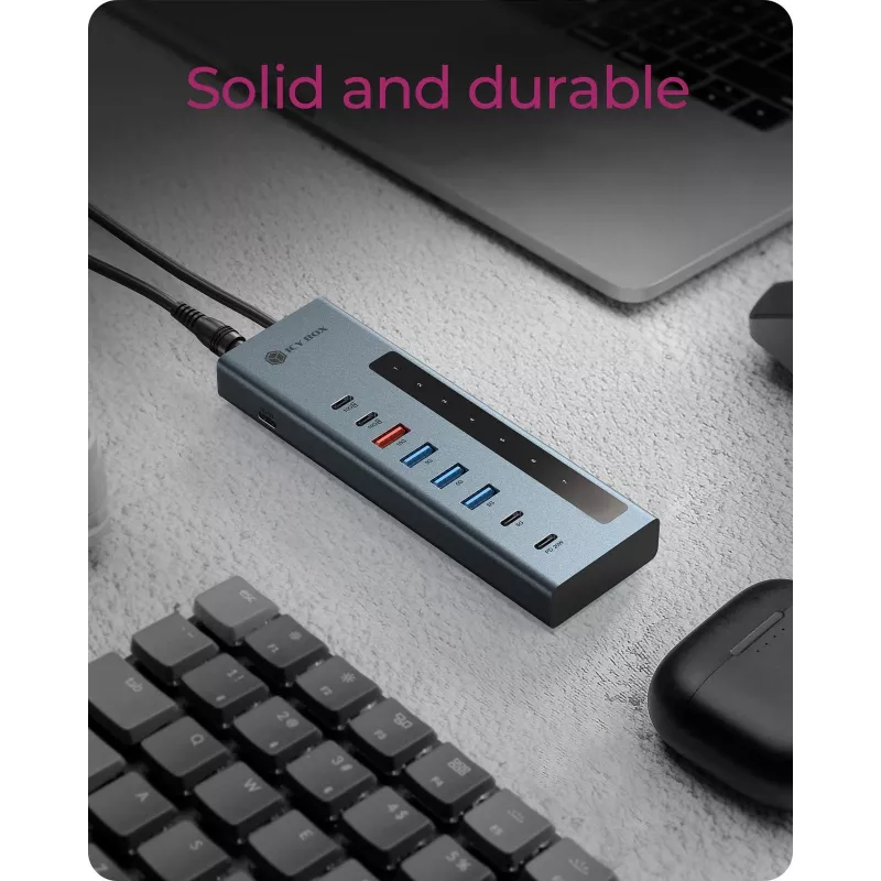 RAIDSONIC ICY BOX 9-in-1 hub with Power Delivery, USB 3.2 Gen 2 Type-C/Type-A host, aluminium, blue